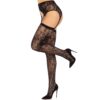 1608_001_04 Calze Sexy Lace Thigh and Garterbelt Nero