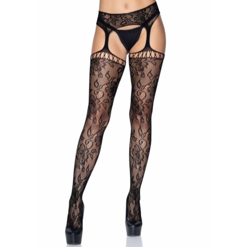Calze Sexy Lace Garter Belt Stockings Nero