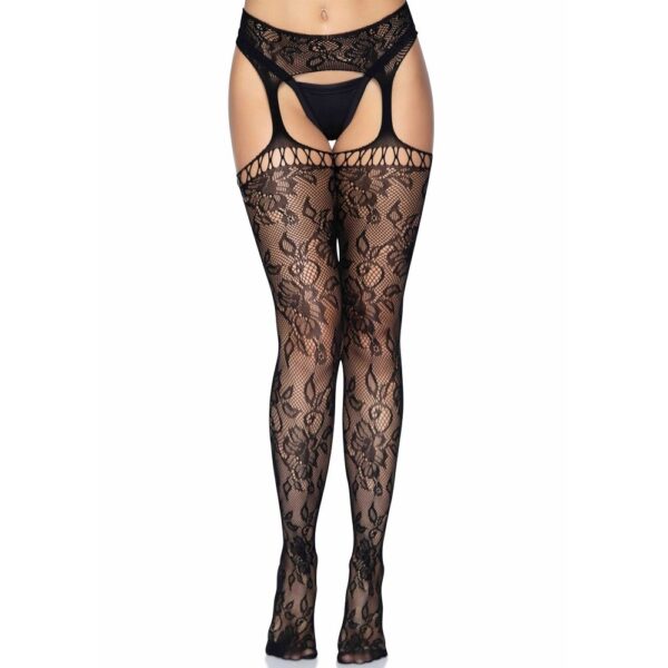 Calze Sexy Lace Garter Belt Stockings Nero