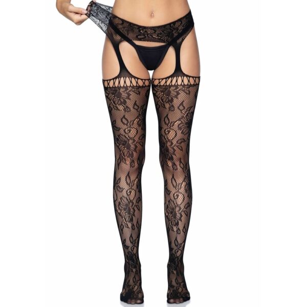 Calze Sexy Lace Garter Belt Stockings Nero
