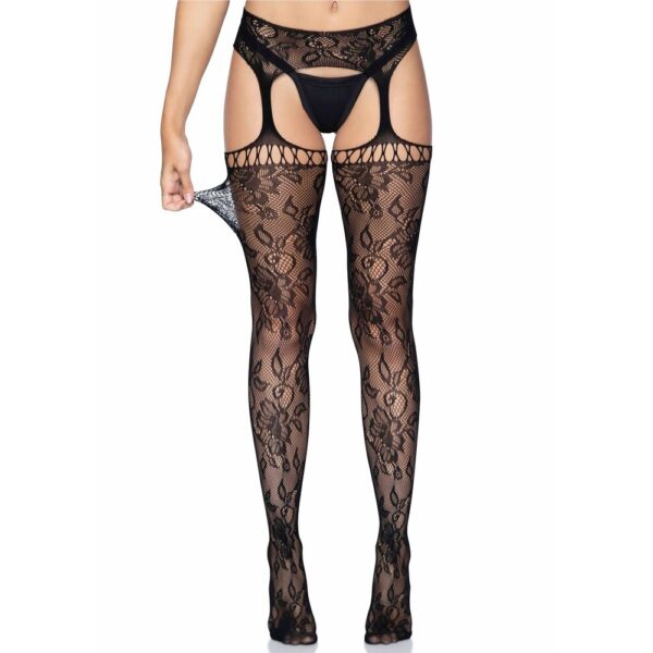 Calze Sexy Lace Garter Belt Stockings Nero
