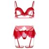 Completino Sexy Bra G-String and Garter Rosso