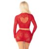 Completino Sexy Rhinestone Crop Top and Mini Skirt Rosso