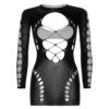 86142_001_09 Mini Abito Sexy Long Sleeve Cut Out Nero