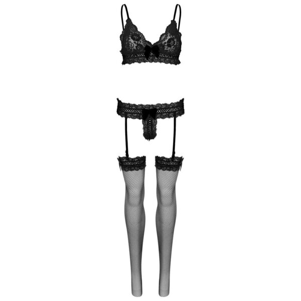 Completino Sexy Bra Panty and Stockings Nero