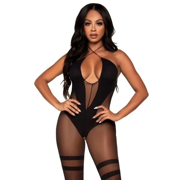 89299-2 Tuta Sexy Keyhole Twist Nero