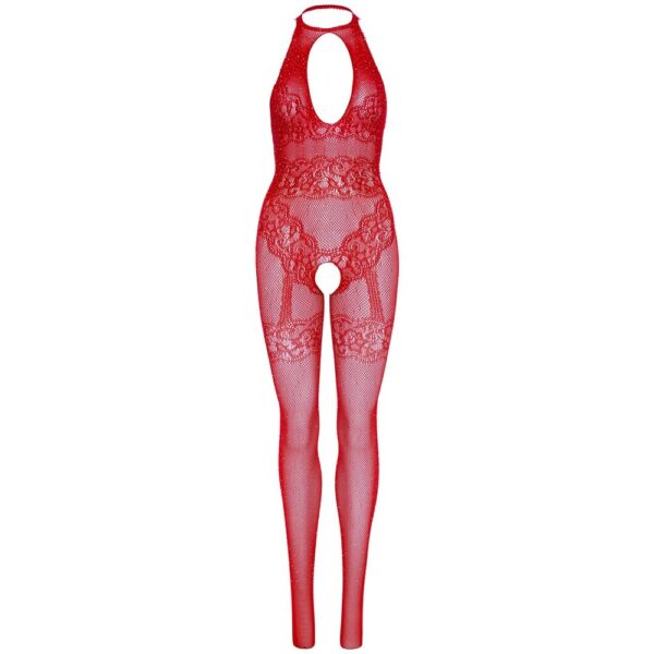 89305_003_11 Tuta Sexy Seamless Fishnet Rosso
