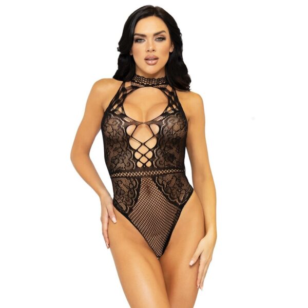 Body Sexy Net and Lace Keyhole Nero