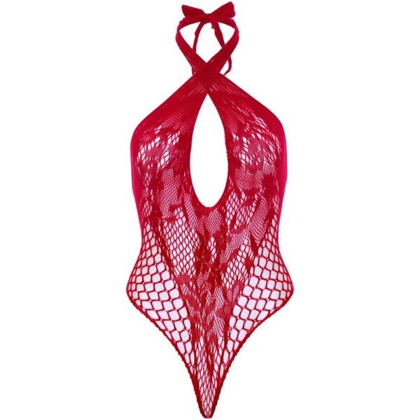 Body Sexy Lace and Net Halter Rosso