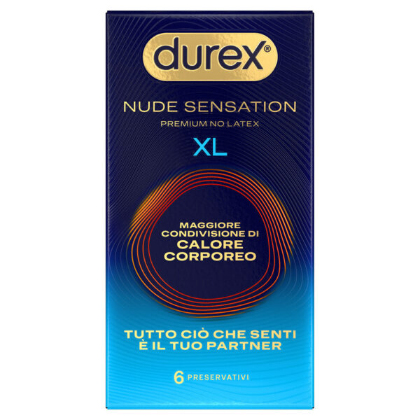 DUREX_3311669_8050624483958_PACKSHOT-FRONT_Marigold20XL_6pk_RBL2406363_v2 Preservativi Durex Nude Sensation XL