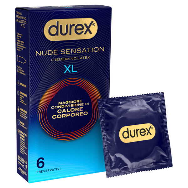 DUREX_3311669_8050624483958_PACKSHOT-eCom_Marigold20XL_6pk_RBL2406363_v1 Preservativi Durex Nude Sensation XL