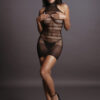 RS103927_DES012BLKOS_303 Mini Abito Sexy High Lace Neck Net