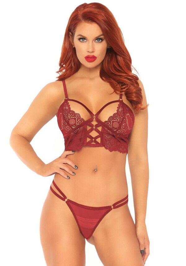 81577_036_01 Completino Sexy Lace Bralette and Thong Rosso