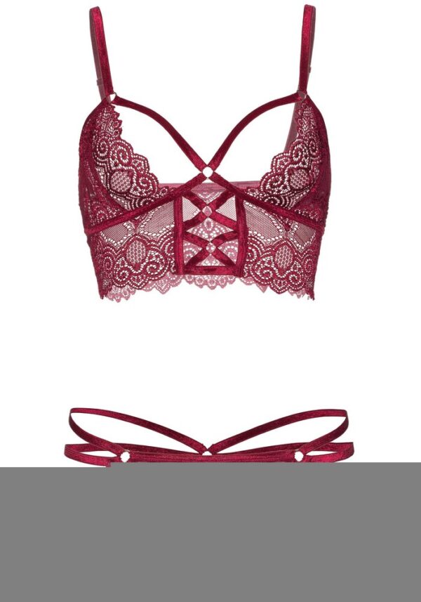 81577_036_09 Completino Sexy Lace Bralette and Thong Rosso